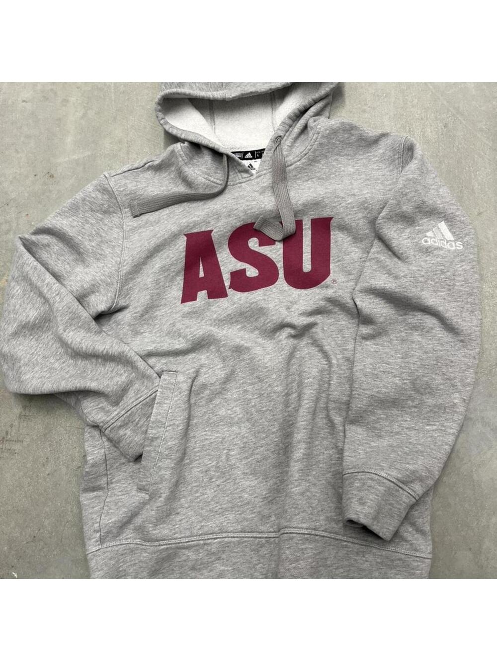 Adidas Arizona State ASU Hoodie Mens Large Gray Fleece Pullover NCAA